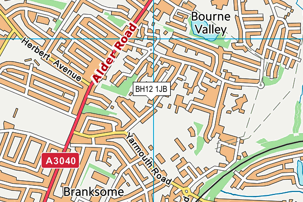 BH12 1JB map - OS VectorMap District (Ordnance Survey)