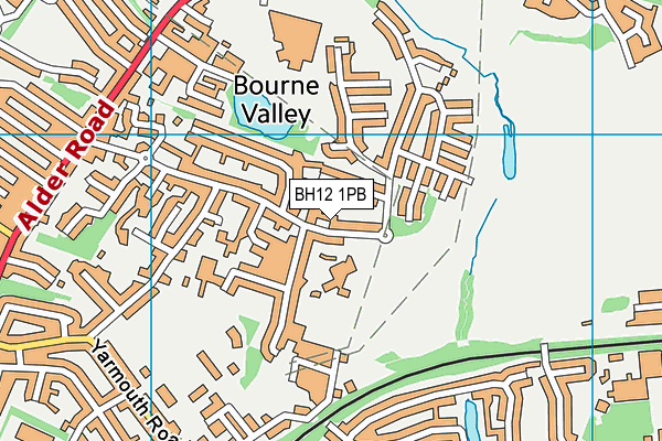 BH12 1PB map - OS VectorMap District (Ordnance Survey)