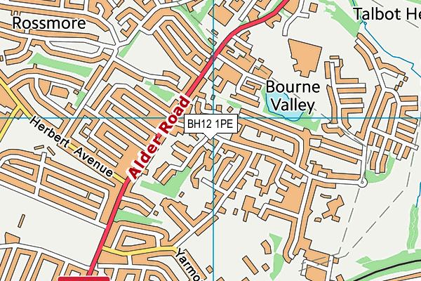 BH12 1PE map - OS VectorMap District (Ordnance Survey)