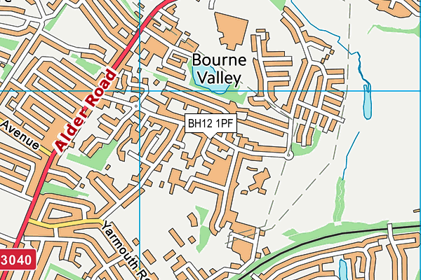 BH12 1PF map - OS VectorMap District (Ordnance Survey)