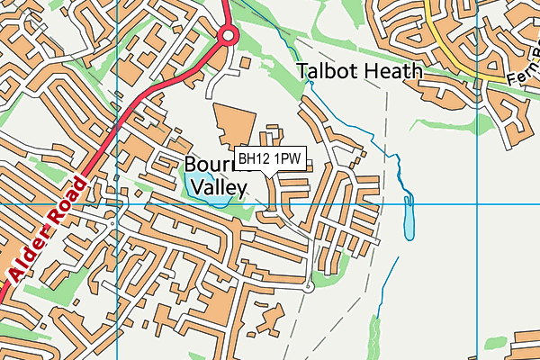 BH12 1PW map - OS VectorMap District (Ordnance Survey)