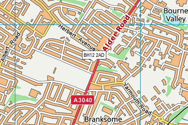 BH12 2AD map - OS VectorMap District (Ordnance Survey)