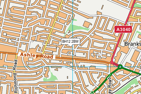 BH12 2BW map - OS VectorMap District (Ordnance Survey)