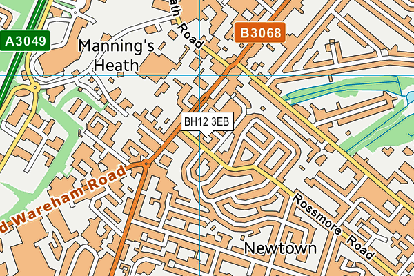 BH12 3EB map - OS VectorMap District (Ordnance Survey)