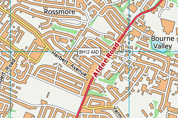 BH12 4AD map - OS VectorMap District (Ordnance Survey)