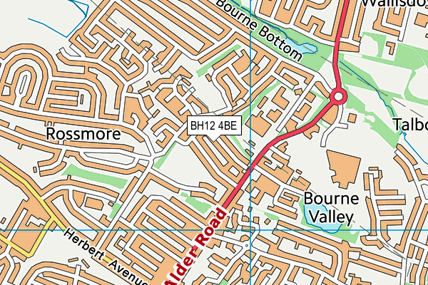 BH12 4BE map - OS VectorMap District (Ordnance Survey)