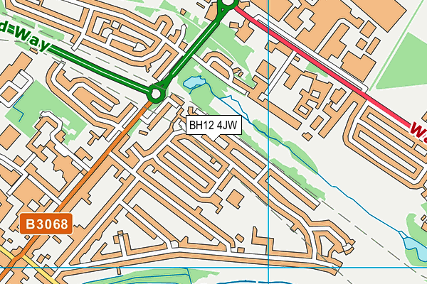 BH12 4JW map - OS VectorMap District (Ordnance Survey)