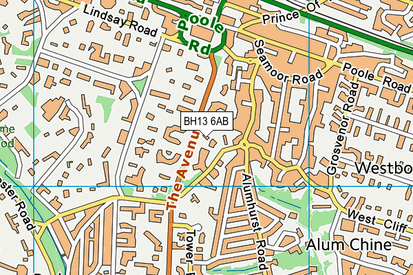 BH13 6AB map - OS VectorMap District (Ordnance Survey)