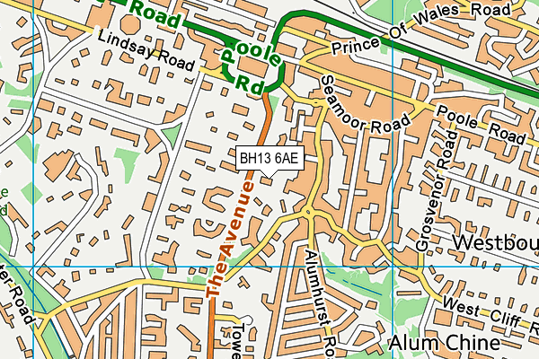 BH13 6AE map - OS VectorMap District (Ordnance Survey)