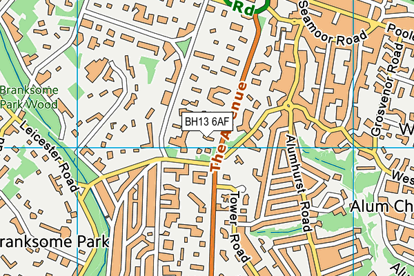 BH13 6AF map - OS VectorMap District (Ordnance Survey)