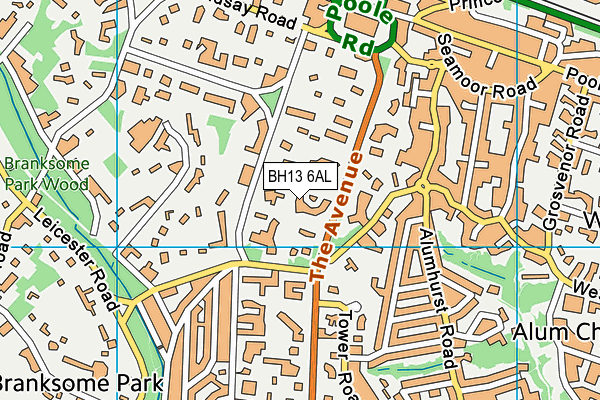 BH13 6AL map - OS VectorMap District (Ordnance Survey)