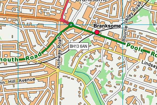 BH13 6AN map - OS VectorMap District (Ordnance Survey)