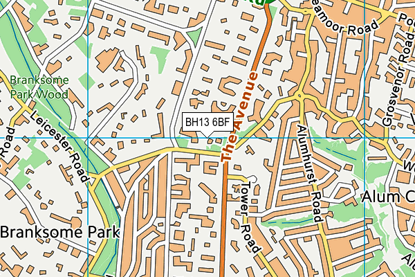 BH13 6BF map - OS VectorMap District (Ordnance Survey)