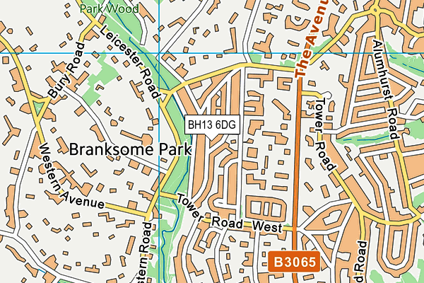 BH13 6DG map - OS VectorMap District (Ordnance Survey)