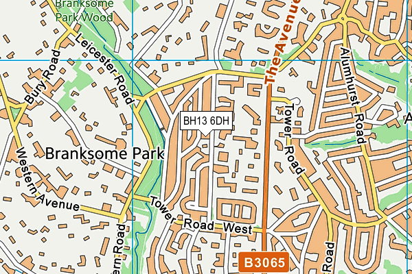 BH13 6DH map - OS VectorMap District (Ordnance Survey)