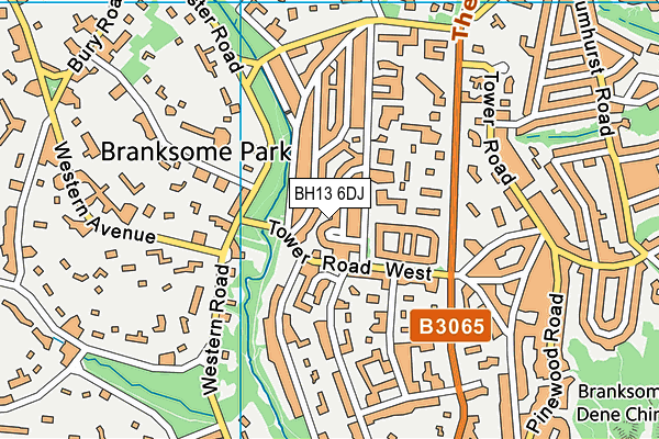 BH13 6DJ map - OS VectorMap District (Ordnance Survey)