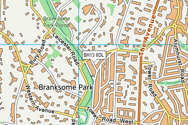 BH13 6DL map - OS VectorMap District (Ordnance Survey)