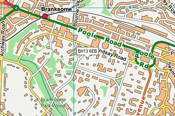 BH13 6EB map - OS VectorMap District (Ordnance Survey)