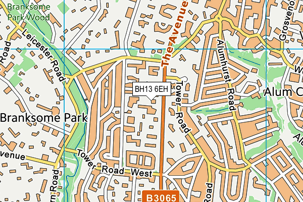 BH13 6EH map - OS VectorMap District (Ordnance Survey)