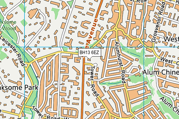 BH13 6EZ map - OS VectorMap District (Ordnance Survey)