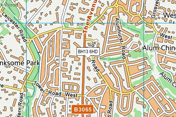 BH13 6HD map - OS VectorMap District (Ordnance Survey)