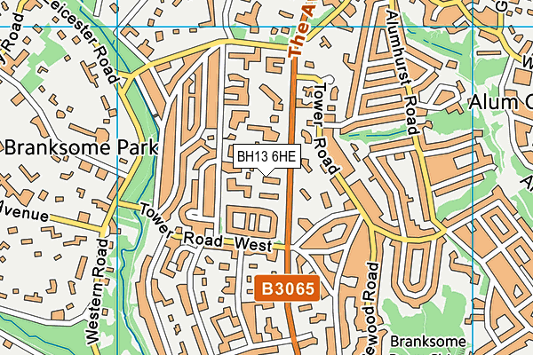 BH13 6HE map - OS VectorMap District (Ordnance Survey)