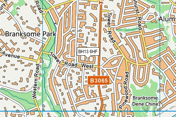 BH13 6HF map - OS VectorMap District (Ordnance Survey)
