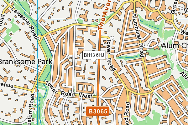BH13 6HJ map - OS VectorMap District (Ordnance Survey)