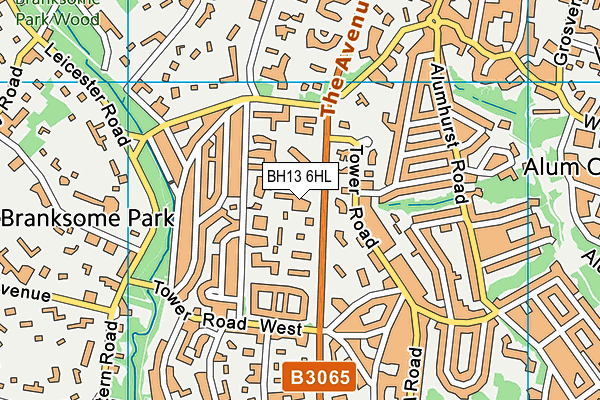 BH13 6HL map - OS VectorMap District (Ordnance Survey)