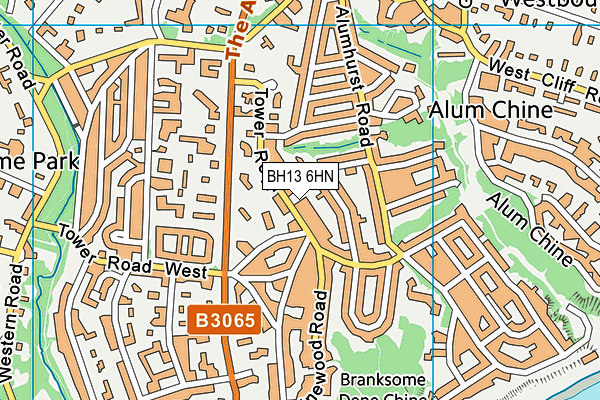 BH13 6HN map - OS VectorMap District (Ordnance Survey)