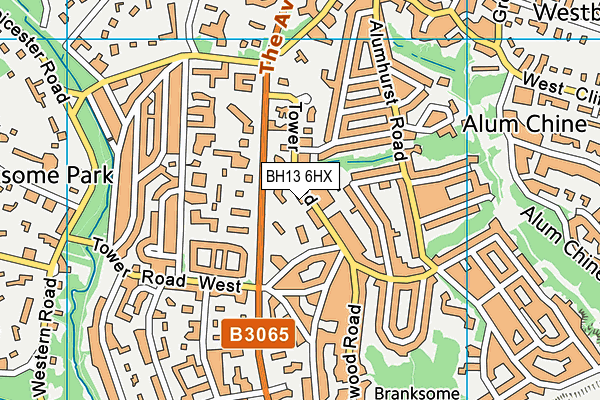 BH13 6HX map - OS VectorMap District (Ordnance Survey)