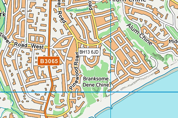 BH13 6JD map - OS VectorMap District (Ordnance Survey)