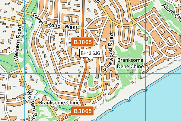 BH13 6JG map - OS VectorMap District (Ordnance Survey)