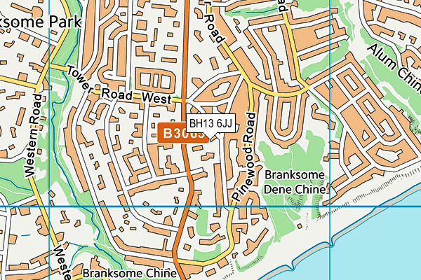 BH13 6JJ map - OS VectorMap District (Ordnance Survey)