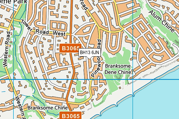 BH13 6JN map - OS VectorMap District (Ordnance Survey)