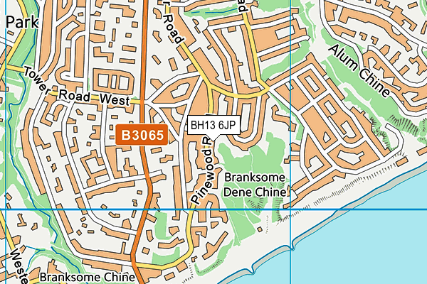 BH13 6JP map - OS VectorMap District (Ordnance Survey)