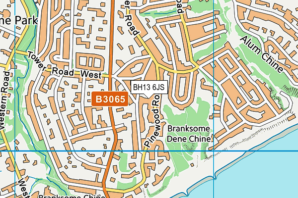 BH13 6JS map - OS VectorMap District (Ordnance Survey)