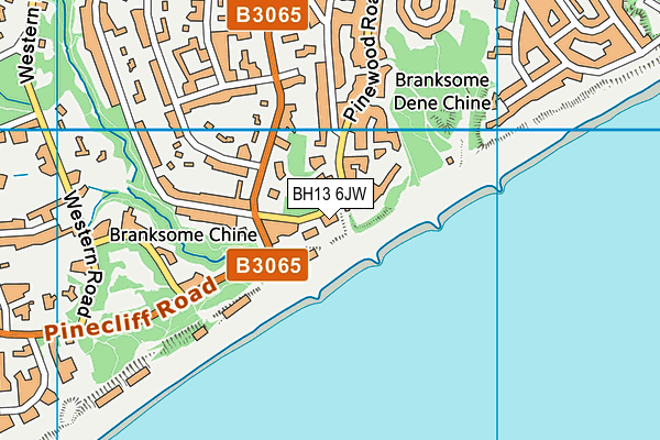 BH13 6JW map - OS VectorMap District (Ordnance Survey)