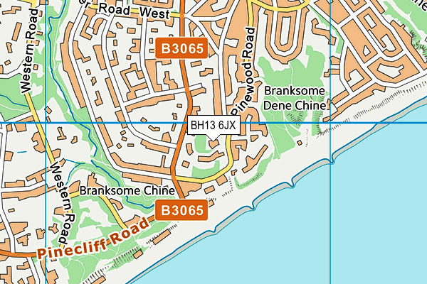 BH13 6JX map - OS VectorMap District (Ordnance Survey)