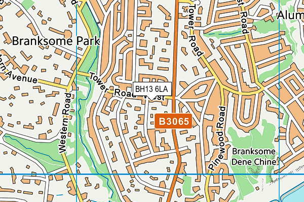 BH13 6LA map - OS VectorMap District (Ordnance Survey)