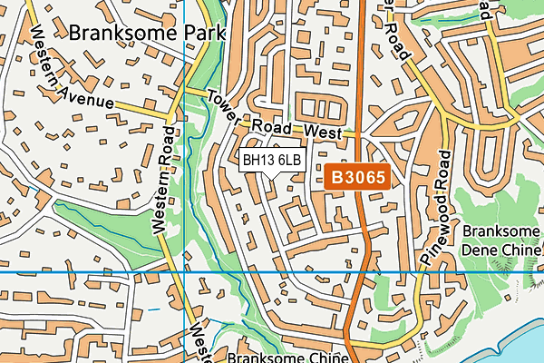 BH13 6LB map - OS VectorMap District (Ordnance Survey)