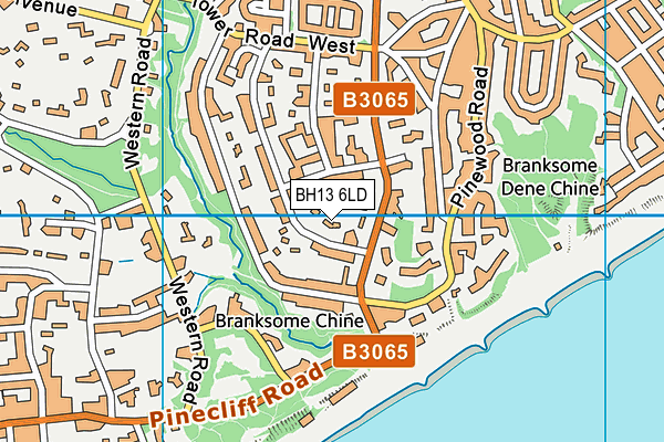 BH13 6LD map - OS VectorMap District (Ordnance Survey)