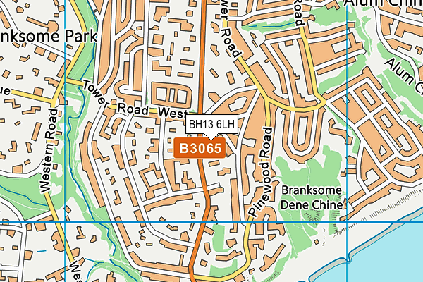 BH13 6LH map - OS VectorMap District (Ordnance Survey)