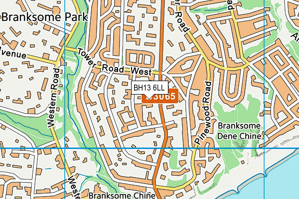 BH13 6LL map - OS VectorMap District (Ordnance Survey)