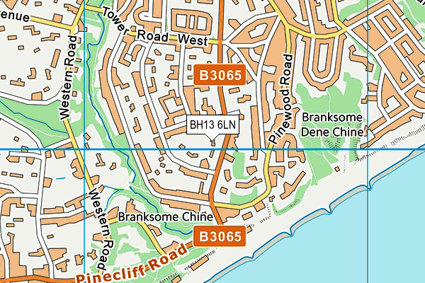 BH13 6LN map - OS VectorMap District (Ordnance Survey)