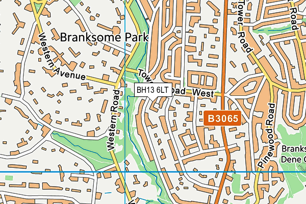 BH13 6LT map - OS VectorMap District (Ordnance Survey)