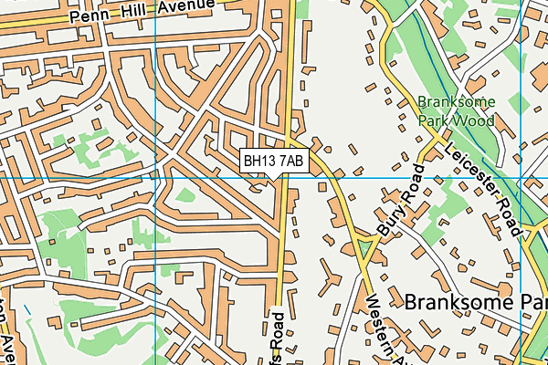 BH13 7AB map - OS VectorMap District (Ordnance Survey)