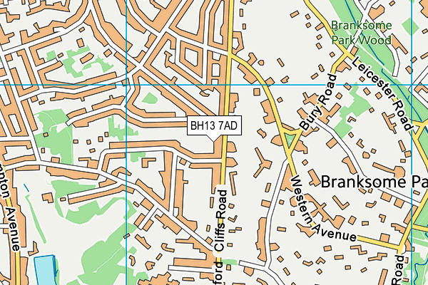 BH13 7AD map - OS VectorMap District (Ordnance Survey)