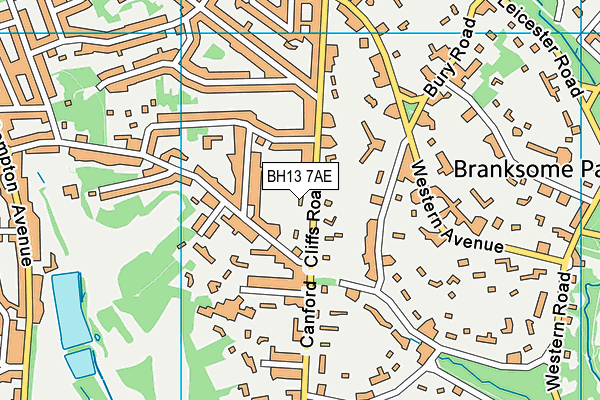 BH13 7AE map - OS VectorMap District (Ordnance Survey)