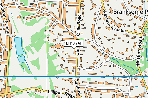 BH13 7AF map - OS VectorMap District (Ordnance Survey)